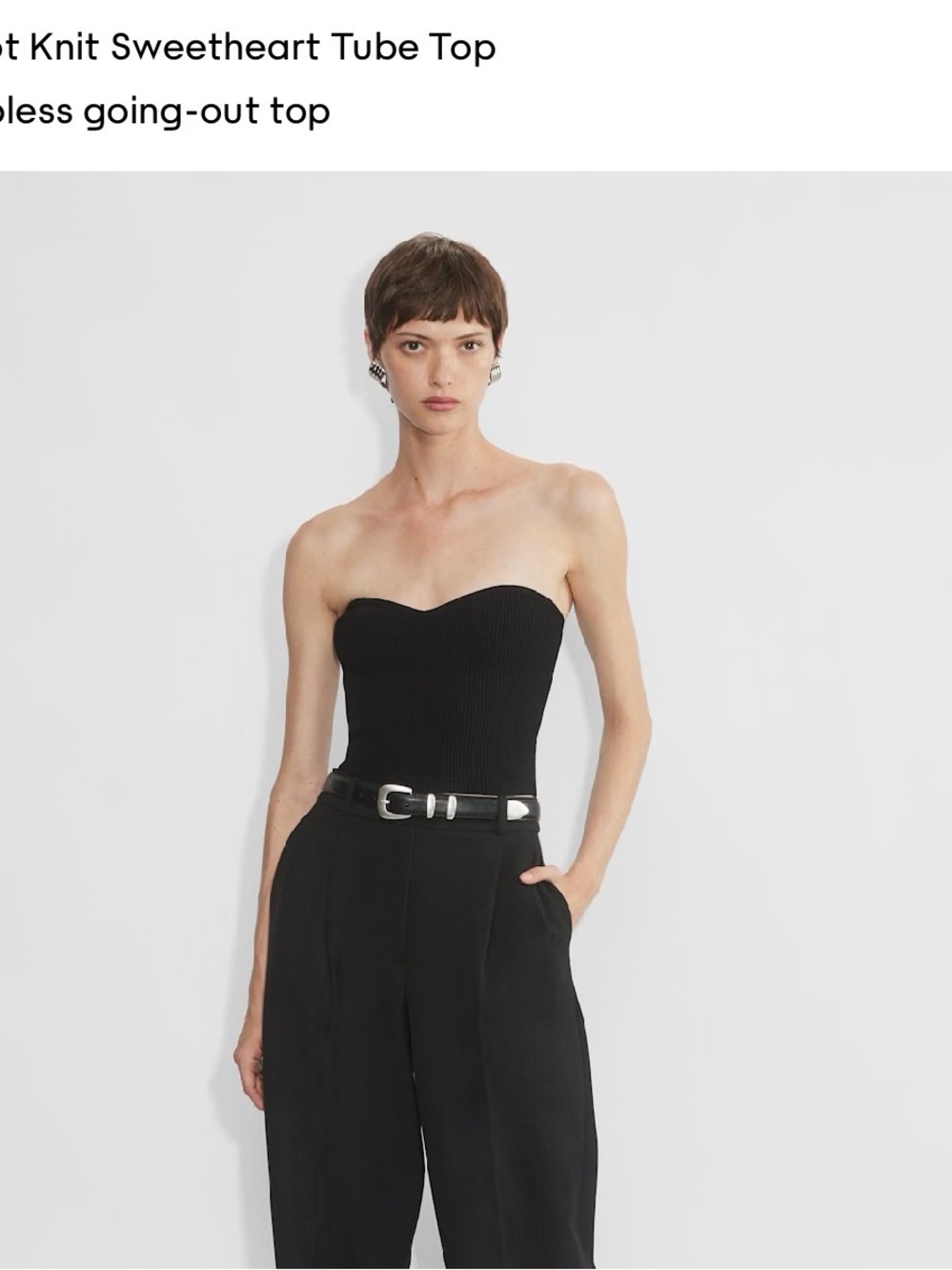Aritzia Black Ribbed Strapless Tube Top